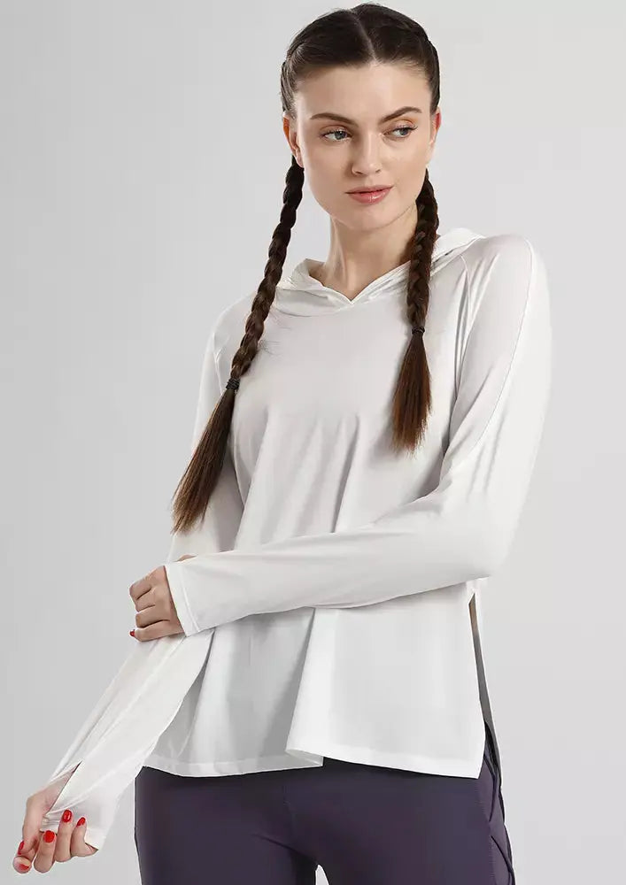 GYM HOODIE TOP WITH SIDE SPLIT IKI CHIC Private Ltd