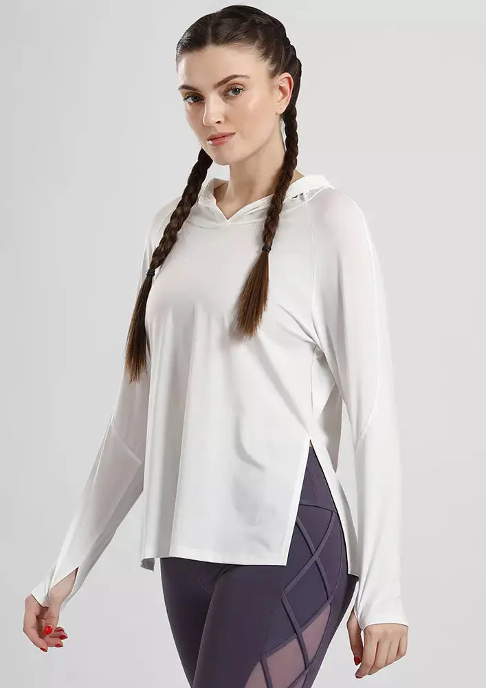 GYM HOODIE TOP WITH SIDE SPLIT IKI CHIC Private Ltd