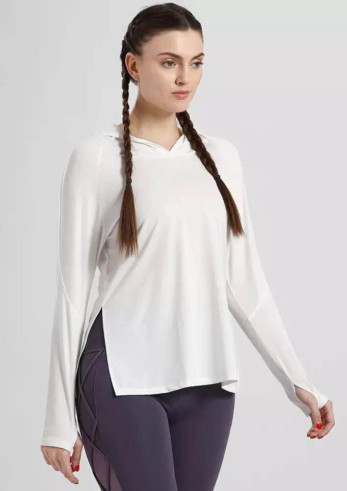 GYM HOODIE TOP WITH SIDE SPLIT IKI CHIC Private Ltd