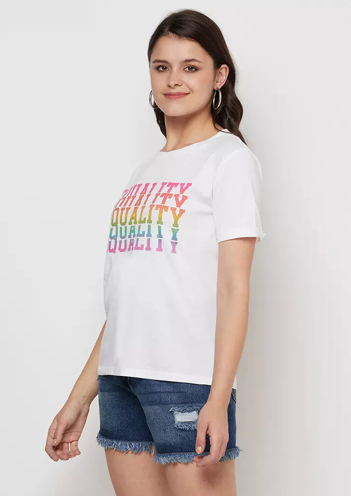 Multicolored Slogan Pride T-Shirt