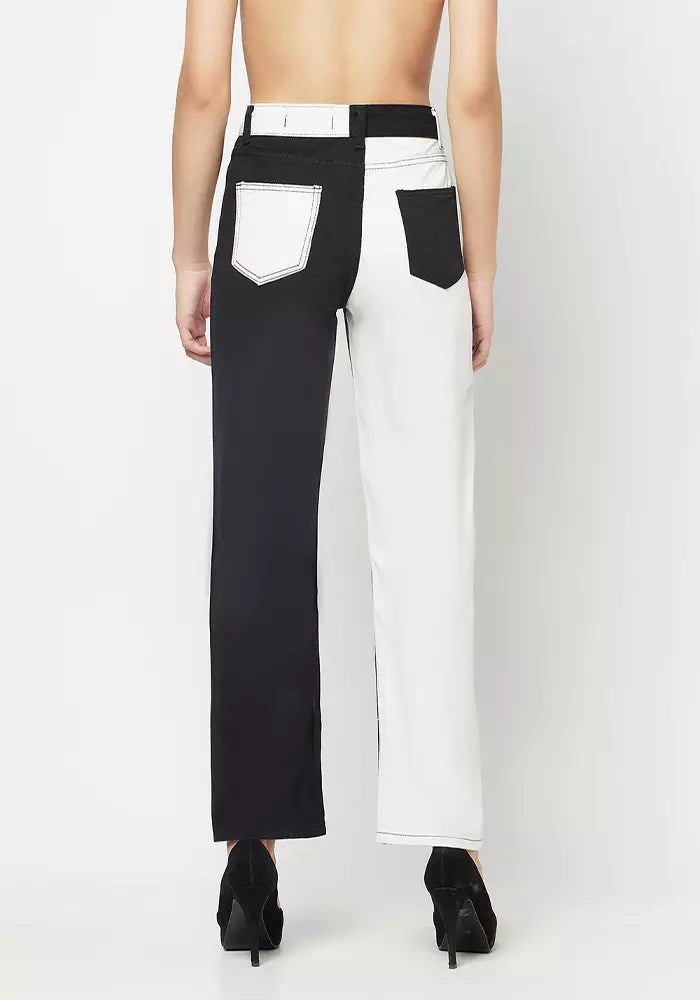 Black & White Double Shade High Waisted Jeans