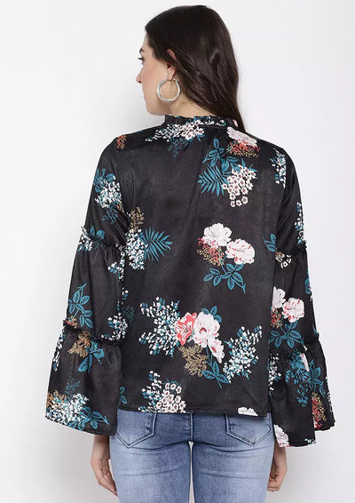 Floral Print Flared Sleeve Top