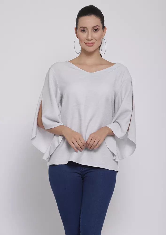 Bow Knot Flared Sleeve Blouse