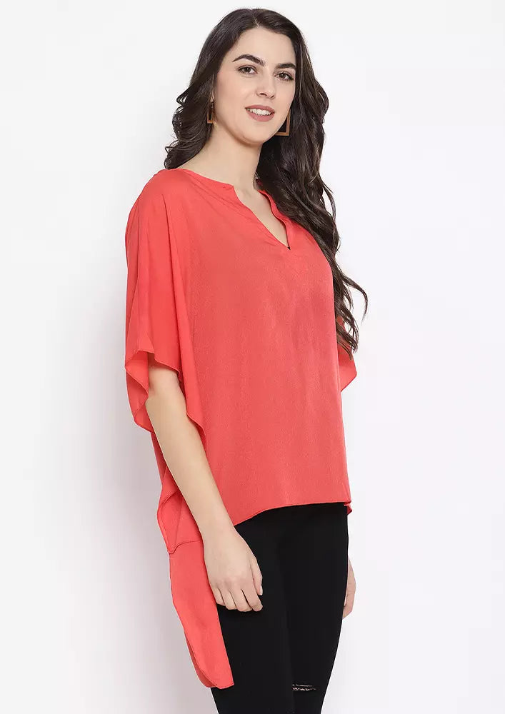 V-Neck Loose Style Highlow Kaftan Top