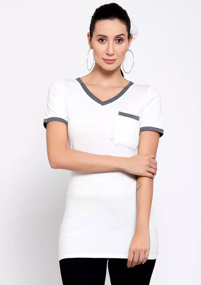 Contrast Piping V-Neck Top