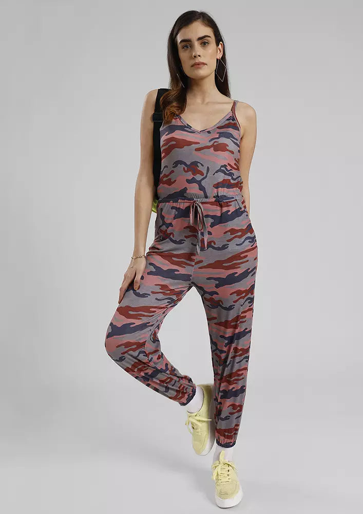 Strappy Camouflage Jumpsuit