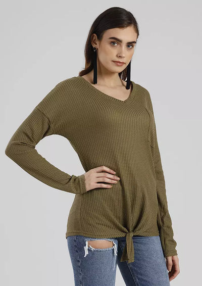 Front Knotted Top With Pockets