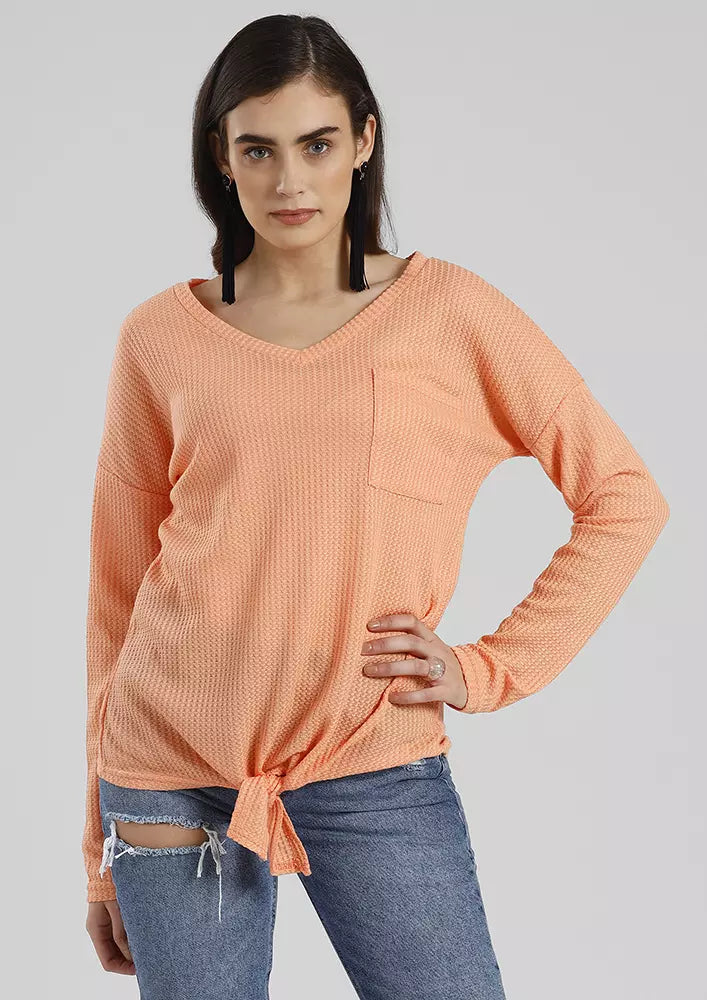 Front Knotted Top With Pockets