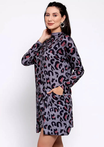 Leopard Print Pocketed Dress