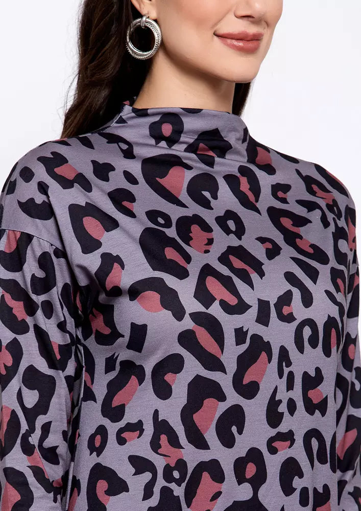Leopard Print Pocketed Dress