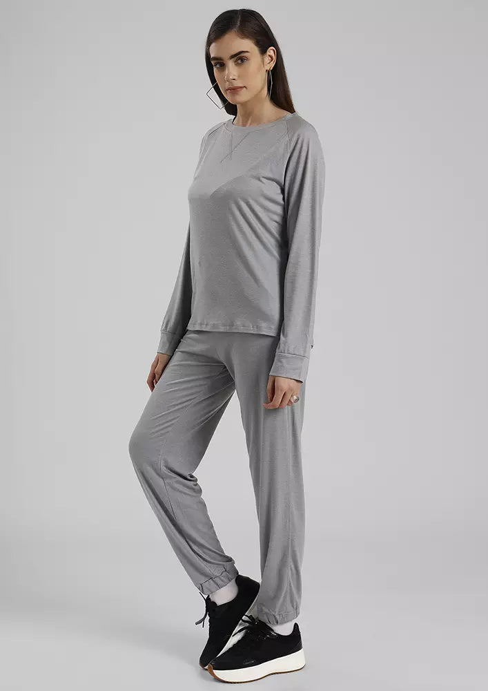 Raglon Sleeve Top And Pant Loungewear Set