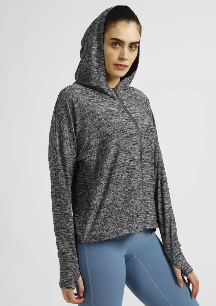 ZIP UP HOODIE JACKET WITH THUMB HOLE IKI CHIC Private Ltd