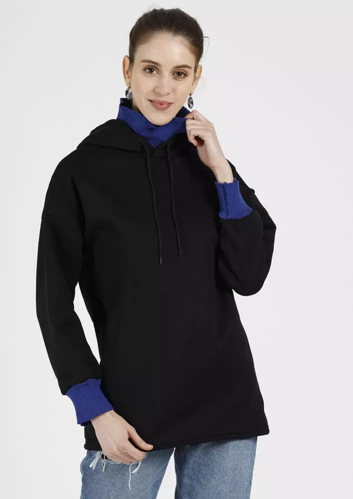 Ribbed High Neck Oversized Hoodie