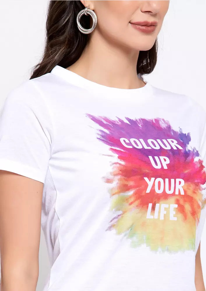 Multicolored Print Holi T-Shirt