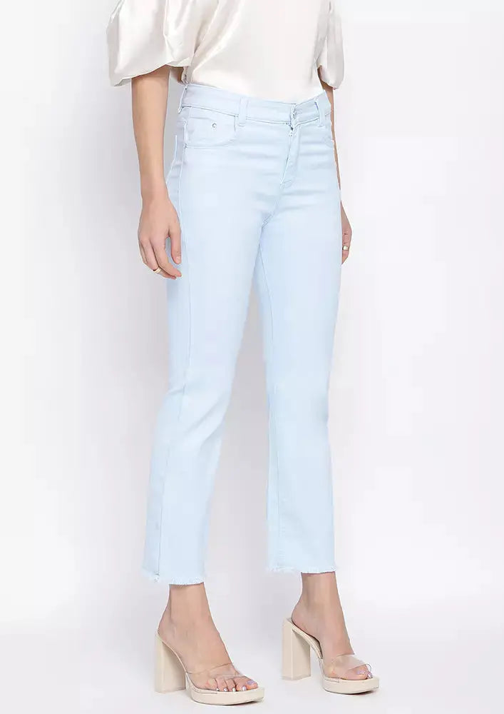 Pastel Blue Long Leg Straight Jeans IKI CHIC Private Ltd
