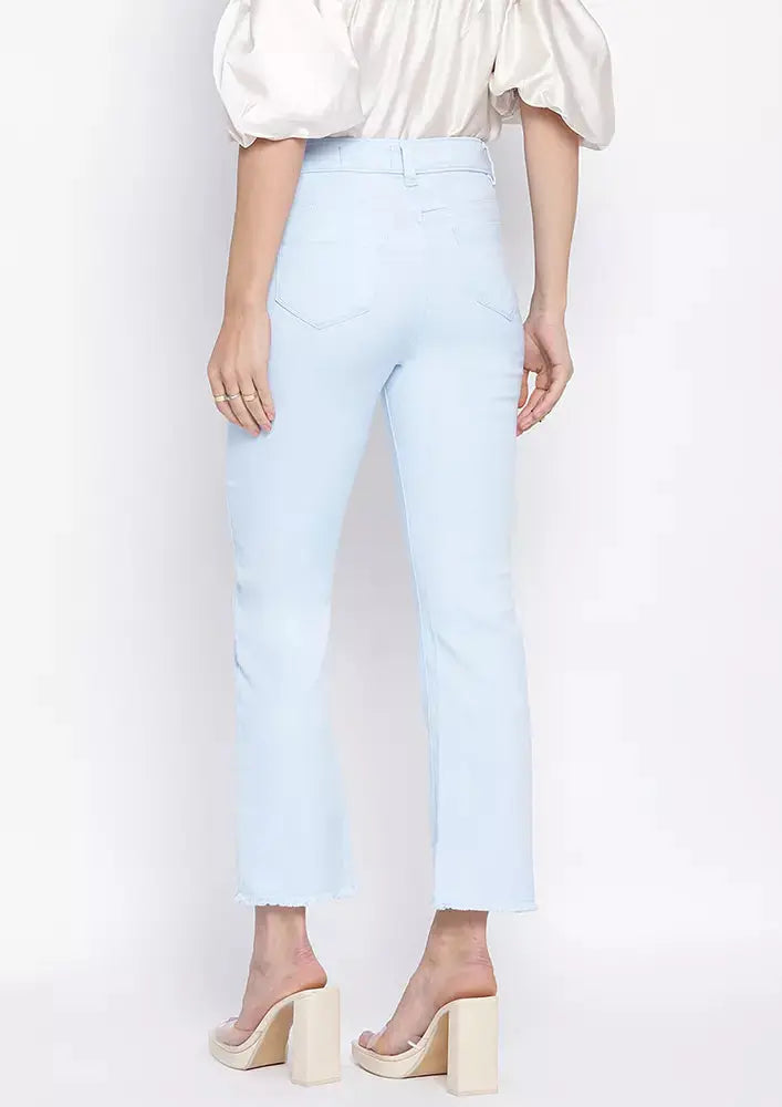 Pastel Blue Long Leg Straight Jeans IKI CHIC Private Ltd
