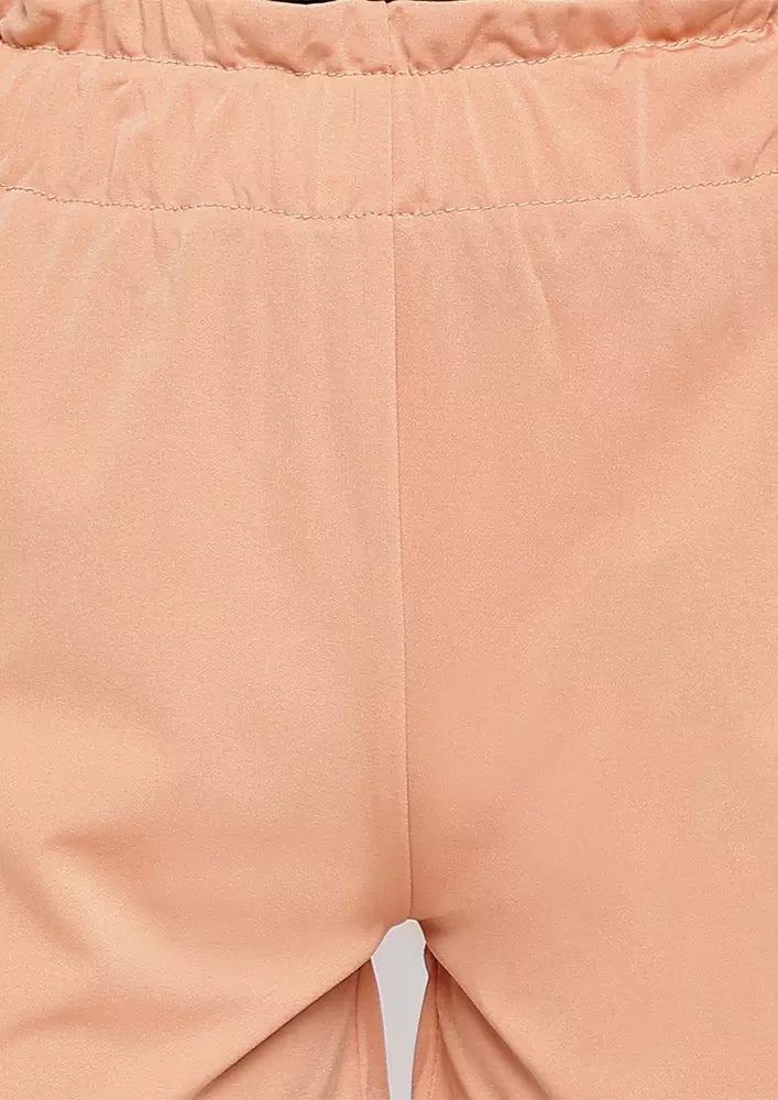 Khaki Elasticated Waist Summer Shorts IKI CHIC Private Ltd.